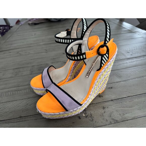 Sophia Webster Multicolor Suede Patent Leather Espadrille Wedges Size 38 - Picture 5 of 15